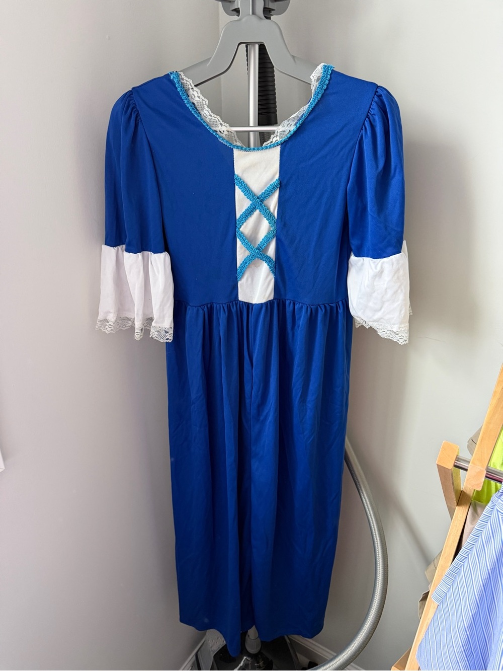 Blue and White Girls' Peasant Dress - Classic Costume Style